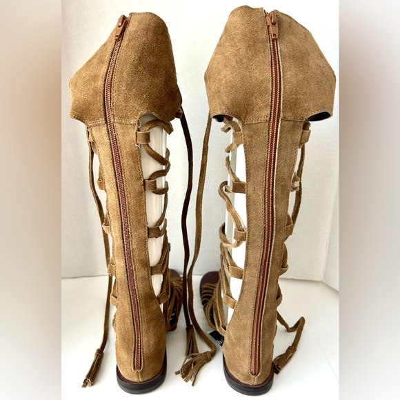 Free People Sun Seeker Tall Gladiator Sandal Brown Suede Lace-Up Size 39 NWT - Picture 9 of 13